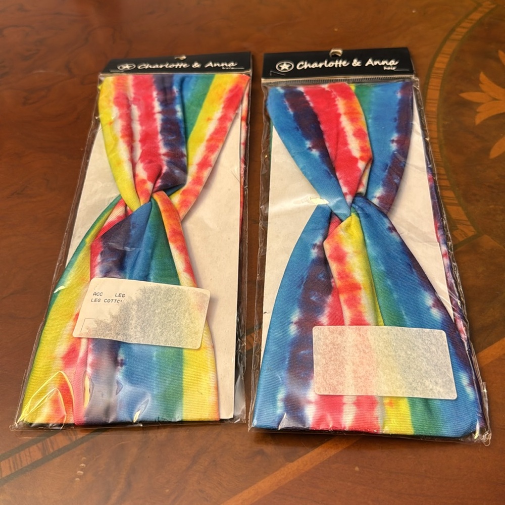🆕NWT CHARLOTTE & ANNA hair COLORFUL SOFT TIE-DYE HEADBANDS